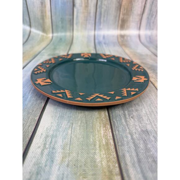 Frankhoma Plate Thunderbird Teal Native American Terra Cotta Salad Plate Vintage - Picture 4 of 7